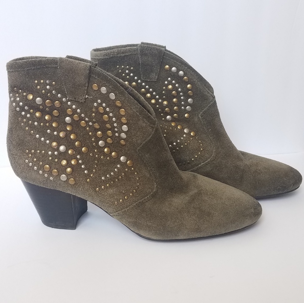 ASH Spirit Green Studded Ankle Booties